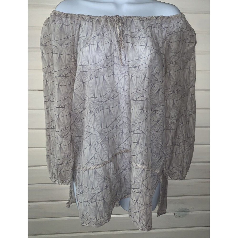 Miki Thumb Peasant Blouse Sz MEDIUM Cotton Silk Made In Italy Off Shoulder EUC
